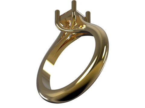 3D-кольцо Modern Princess Cut Solitaire STL, модель sr0116 3D Принт Модель