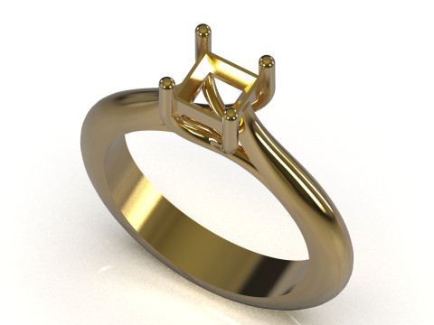 Nowoczesny pierścionek Princess Cut Solitaire STL 3D model sr0116 Model do druku 3D