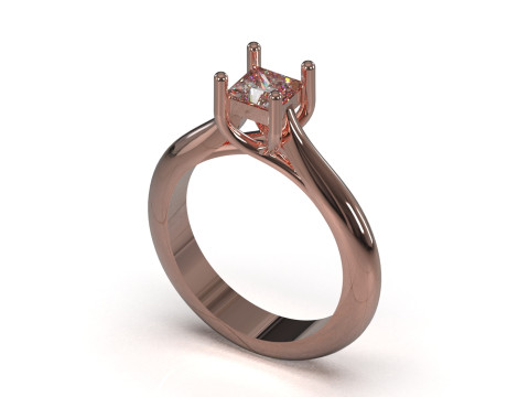 Nowoczesny pierścionek Princess Cut Solitaire STL 3D model sr0116 Model do druku 3D