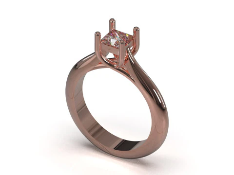 3D-кольцо Modern Princess Cut Solitaire STL, модель sr0116 3D Принт Модель