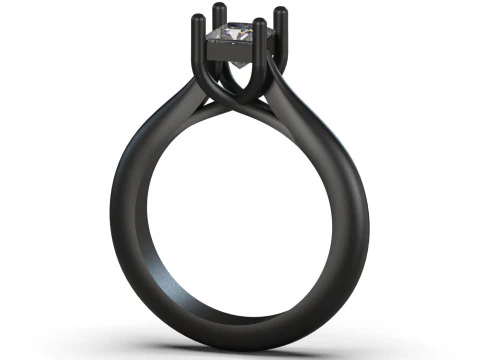 3D-кольцо Modern Princess Cut Solitaire STL, модель sr0116 3D Принт Модель