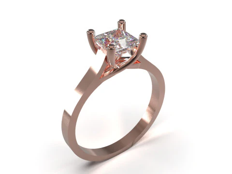 Кольцо Prince Solitaire STL 3D с линейным стременем, модель sr0114 3D Принт Модель