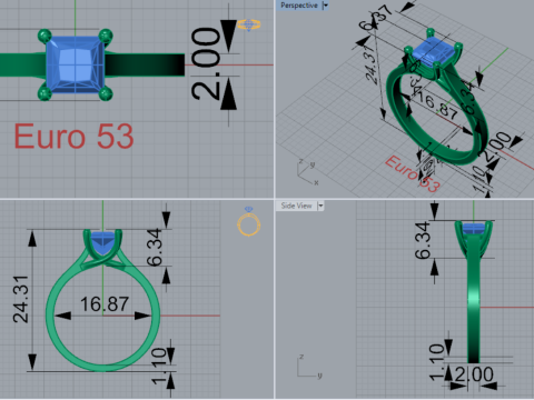 Anillo Príncipe Solitario STL 3D con Estribo Lineal modelo sr0114 Modelo de impresión 3D