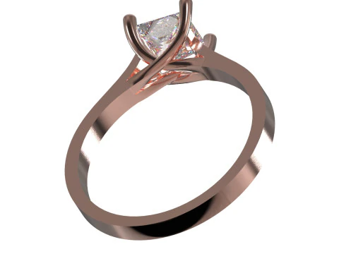 Кольцо Prince Solitaire STL 3D с линейным стременем, модель sr0114 3D Принт Модель