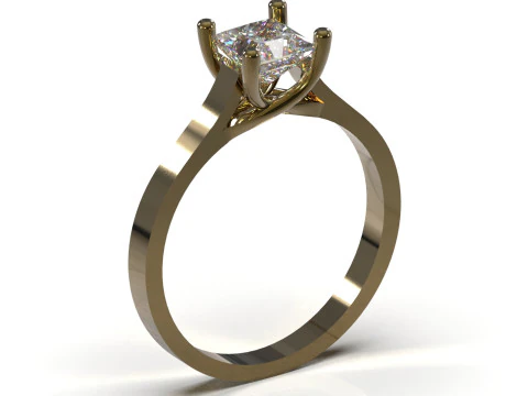 Кольцо Prince Solitaire STL 3D с линейным стременем, модель sr0114 3D Принт Модель