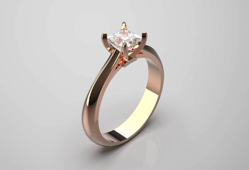 Anillo de oro Minimal Prince Solitaire STL 3D modelo sr0041 Modelo de impresión 3D Modelo de impresión 3D .c4d .max .obj .3ds .fbx .stl .blend 