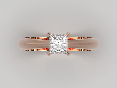 Anillo de oro Minimal Prince Solitaire STL 3D modelo sr0041 Modelo de impresión 3D Modelo de impresión 3D