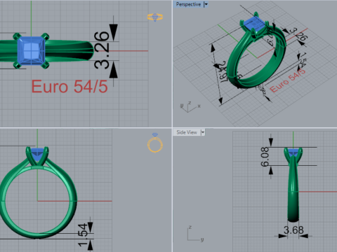 Anillo de oro Minimal Prince Solitaire STL 3D modelo sr0041 Modelo de impresión 3D Modelo de impresión 3D