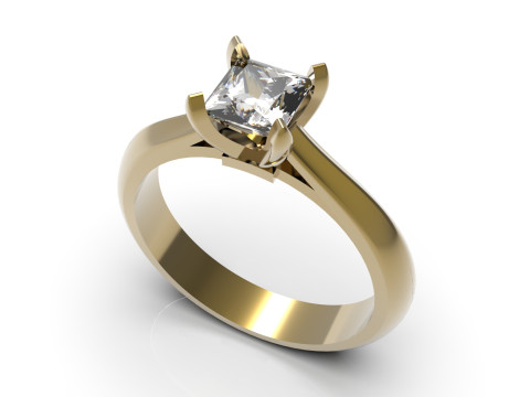 Anillo de oro Minimal Prince Solitaire STL 3D modelo sr0041 Modelo de impresión 3D Modelo de impresión 3D