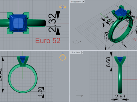 Prince Classic Solitaire srtl perhiasan emas 3d Model cincin sr0075 Model Cetak 3D