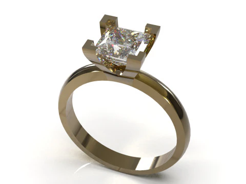 Prince Classic Solitaire srtl 3d gold jewelry Ring model sr0075 3D Print Model