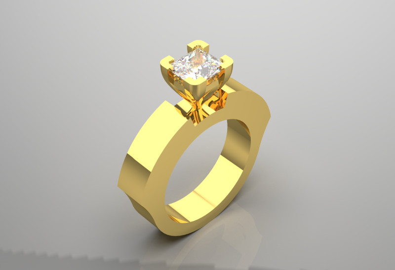 Long-Ring Prince Solitaire Ring 3D Print Model .c4d .max .obj .3ds .fbx .stl .blend 
