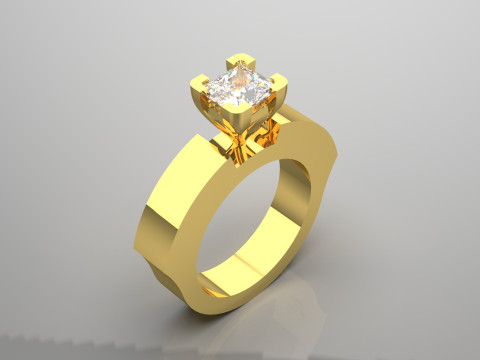 Anillo Solitario Príncipe De Anillo Largo Modelo de impresión 3D