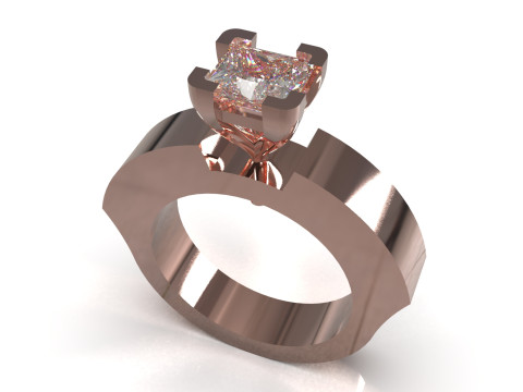Long-Ring Prince Solitaire Ring 3D Print Model