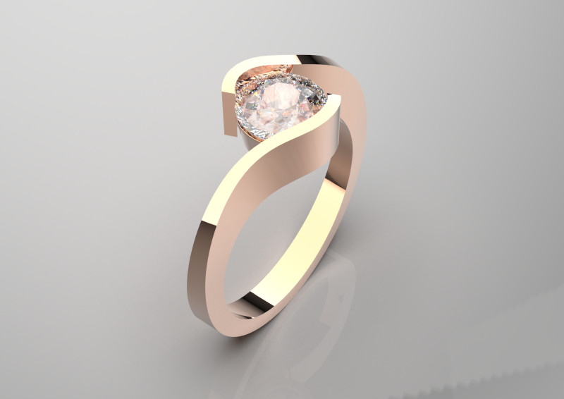 Solitaire STL 3D gold jewelry Ring Wavy Embrace model sr0082 3D Print Model .c4d .max .obj .3ds .fbx .stl .blend 