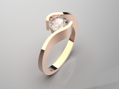 Solitaire STL 3D złota biżuteria Pierścień Falisty Uścisk model sr0082 Model do druku 3D