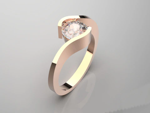 Solitaire STL 3D złota biżuteria Pierścień Falisty Uścisk model sr0082 Model do druku 3D