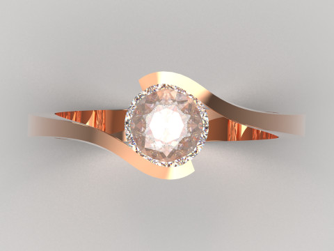 Solitaire STL 3D gold jewelry Ring Wavy Embrace model sr0082 3D Print Model