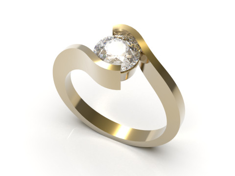Solitaire STL 3D gold jewelry Ring Wavy Embrace model sr0082 3D Print Model