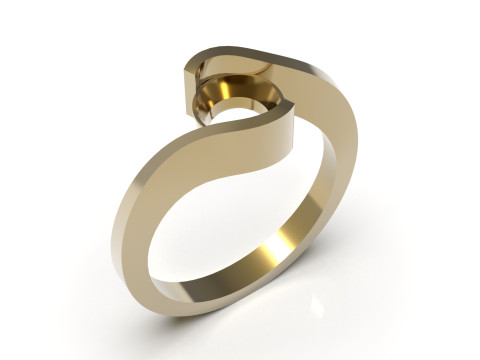 Solitaire STL 3D gold jewelry Ring Wavy Embrace model sr0082 3D Print Model