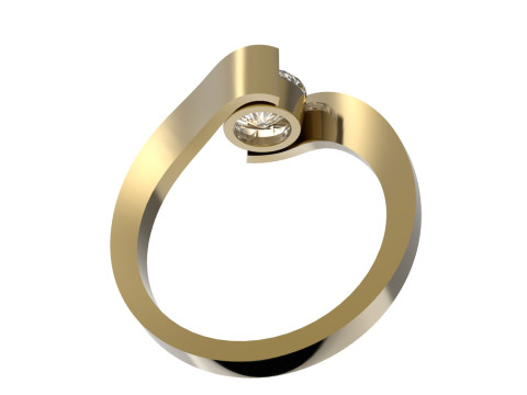 Solitaire STL 3D gold jewelry Ring Wavy Embrace model sr0082 3D Print Model