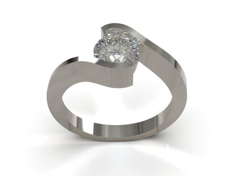 Solitaire STL 3D gold jewelry Ring Wavy Embrace model sr0082 3D Print Model