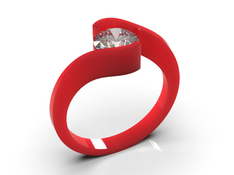 Solitaire STL 3D gold jewelry Ring Wavy Embrace model sr0082 3D Print Model