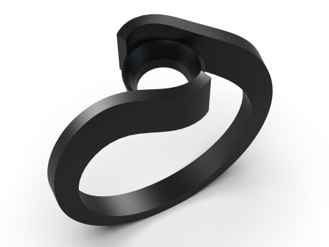 Solitaire STL 3D gold jewelry Ring Wavy Embrace model sr0082 3D Print Model