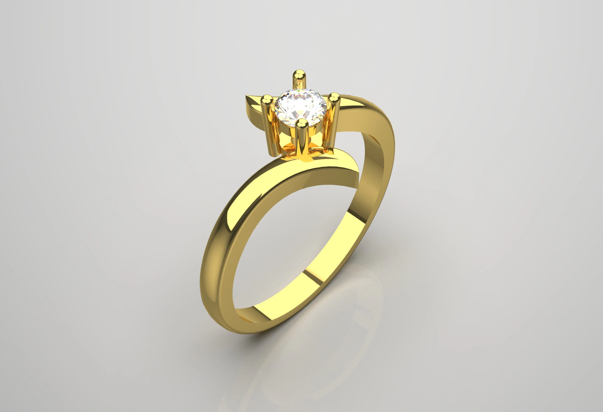 Split Shank Solitaire STL 3D gold jewelry Ring model sr0043 3D print model 3D Print Model .c4d .max .obj .3ds .fbx .stl .blend