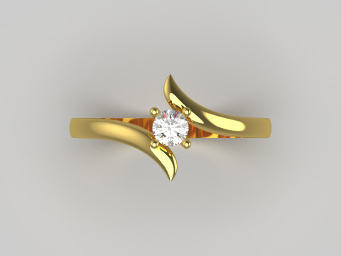 スプリット シャンク ソリティア STL 3D ゴールド ジュエリー リング モデル sr0043 3D プリント モデル 3Dプリントモデル