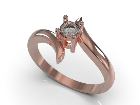 スプリット シャンク ソリティア STL 3D ゴールド ジュエリー リング モデル sr0043 3D プリント モデル 3Dプリントモデル