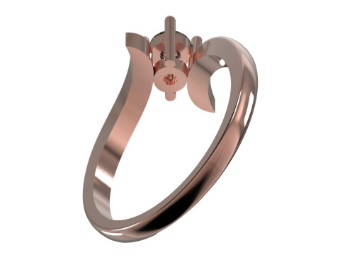 スプリット シャンク ソリティア STL 3D ゴールド ジュエリー リング モデル sr0043 3D プリント モデル 3Dプリントモデル