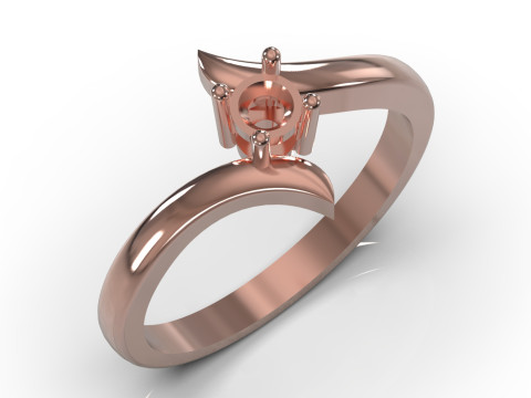 スプリット シャンク ソリティア STL 3D ゴールド ジュエリー リング モデル sr0043 3D プリント モデル 3Dプリントモデル