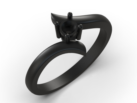 スプリット シャンク ソリティア STL 3D ゴールド ジュエリー リング モデル sr0043 3D プリント モデル 3Dプリントモデル