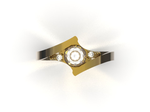 सॉलिटेयर एसटीएल 3डी प्रिंट करने योग्य गोल्ड रिंग मॉडर्न बाईपास मॉडल एसआर0112 3D प्रिंट मॉडल