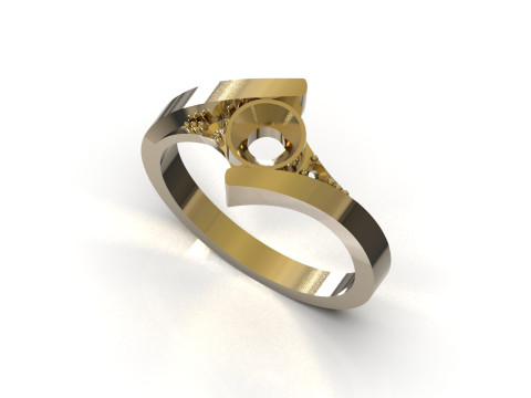 सॉलिटेयर एसटीएल 3डी प्रिंट करने योग्य गोल्ड रिंग मॉडर्न बाईपास मॉडल एसआर0112 3D प्रिंट मॉडल