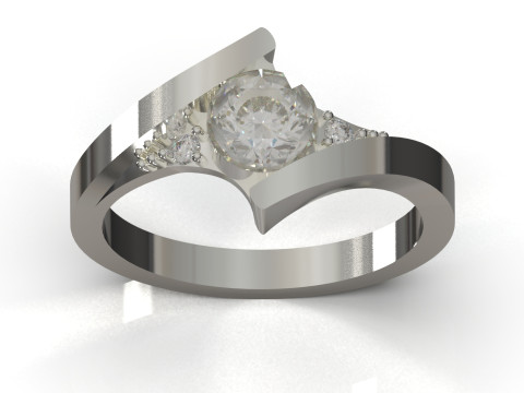 सॉलिटेयर एसटीएल 3डी प्रिंट करने योग्य गोल्ड रिंग मॉडर्न बाईपास मॉडल एसआर0112 3D प्रिंट मॉडल