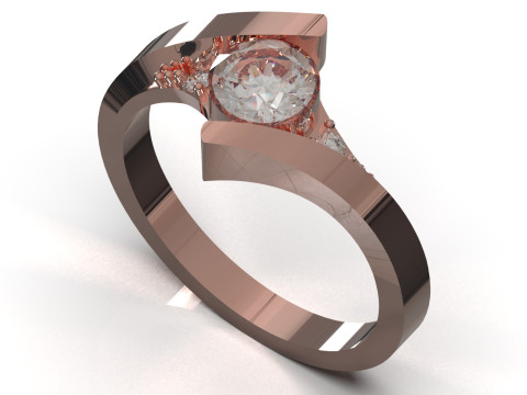 सॉलिटेयर एसटीएल 3डी प्रिंट करने योग्य गोल्ड रिंग मॉडर्न बाईपास मॉडल एसआर0112 3D प्रिंट मॉडल