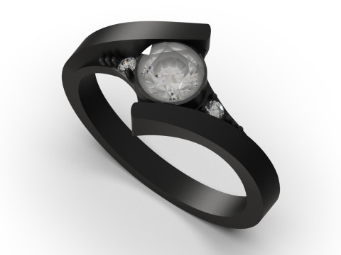 सॉलिटेयर एसटीएल 3डी प्रिंट करने योग्य गोल्ड रिंग मॉडर्न बाईपास मॉडल एसआर0112 3D प्रिंट मॉडल