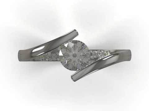 Кольцо Solitaire STL для 3D-печати, модель руки с драгоценными камнями sr0111 3D Принт Модель