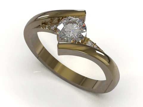 Кольцо Solitaire STL для 3D-печати, модель руки с драгоценными камнями sr0111 3D Принт Модель