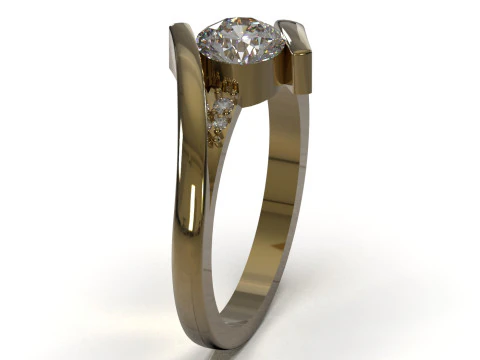 Кольцо Solitaire STL для 3D-печати, модель руки с драгоценными камнями sr0111 3D Принт Модель