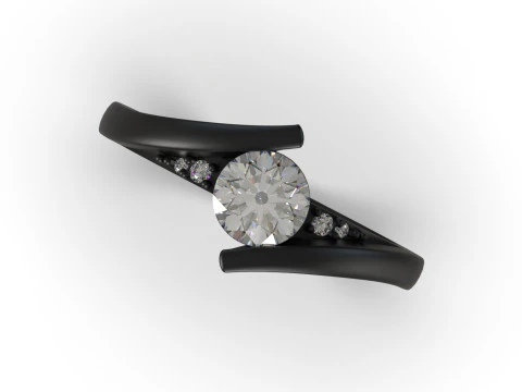 Кольцо Solitaire STL для 3D-печати, модель руки с драгоценными камнями sr0111 3D Принт Модель