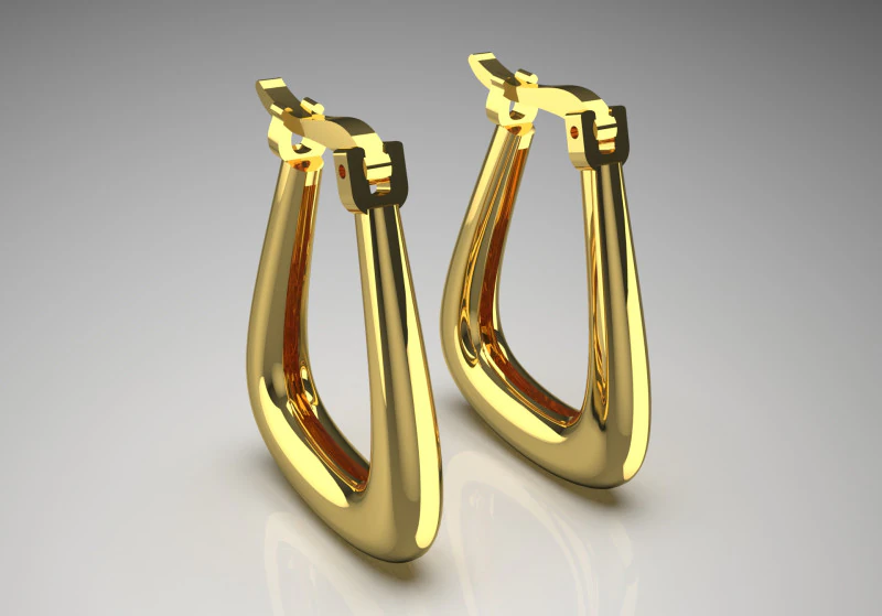 Золотая серьга STL для 3D-печати, модель ge0026 3D Принт Модель .c4d .max .obj .3ds .fbx .stl .blend 