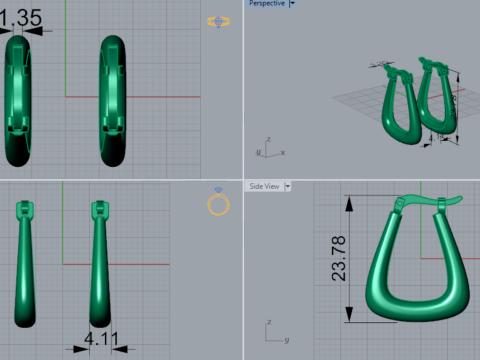 गोल्ड एसटीएल 3डी प्रिंट करने योग्य इयररिंग मॉडल ge0026 3D प्रिंट मॉडल