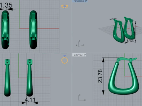 Золотая серьга STL для 3D-печати, модель ge0026 3D Принт Модель