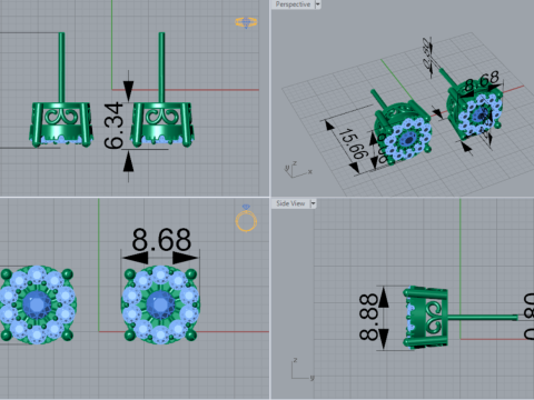 보석 stl 3d 인쇄 가능한 귀걸이 모델 je0090 3D 프린트 모델