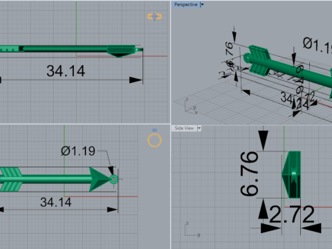 Gold Arrow Pendant Directional Metal Charm Pendant model gp0041 3D Print Model