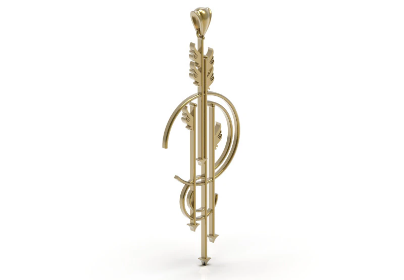 Подвеска &laquo;Ангел и стрела&raquo; в стиле арт-деко. Символ пути, полета и времени. gp0174. Модель для 3D-печати. 3D Принт Модель .c4d .max .obj .3ds .fbx .stl .blend 