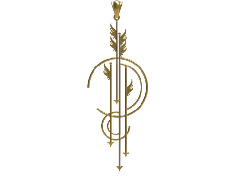 Art Deco Angel and Arrow Pendant Symbol Path Time Flight gp0174 3D print model 3D Print Model